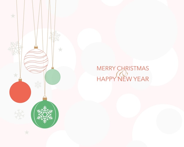 Christmas colorful balls with decoration and text in flat design