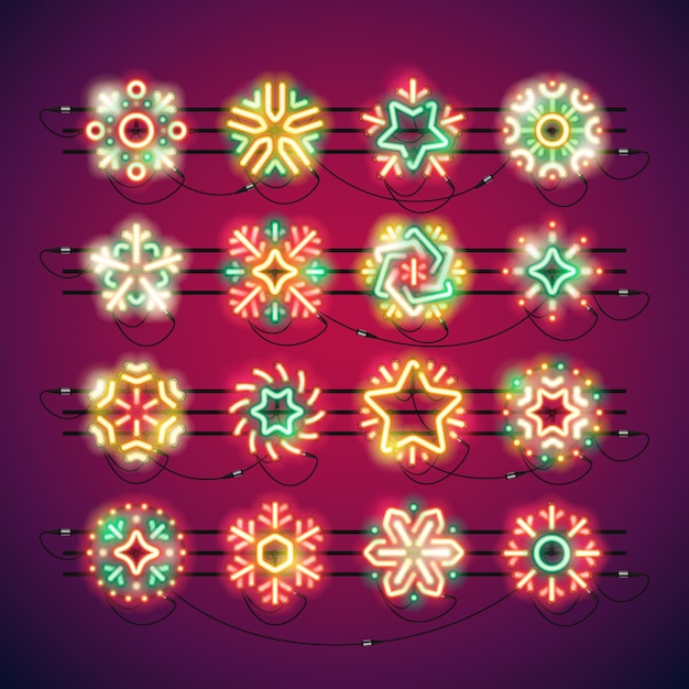 Christmas Colorful Neon Snowflakes