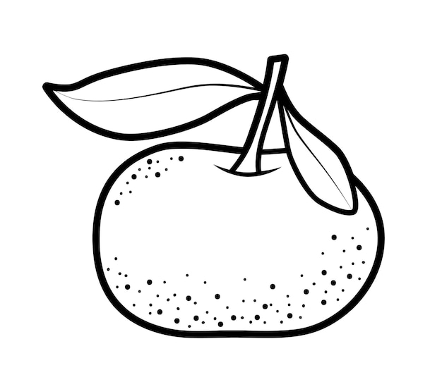 Christmas coloring book or page for kids. Fruit black and white vector illustration