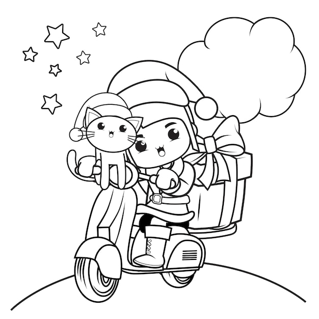 Christmas coloring book with cute girl15