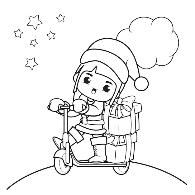 Christmas coloring book with cute girl31