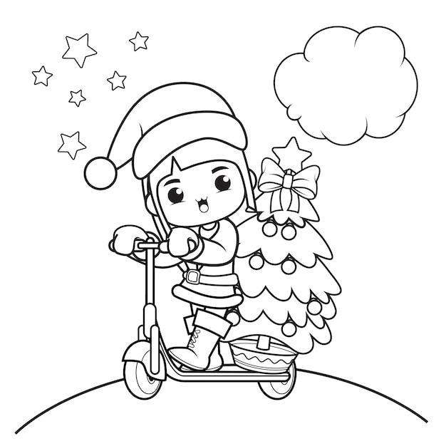 Christmas coloring book with cute girl32