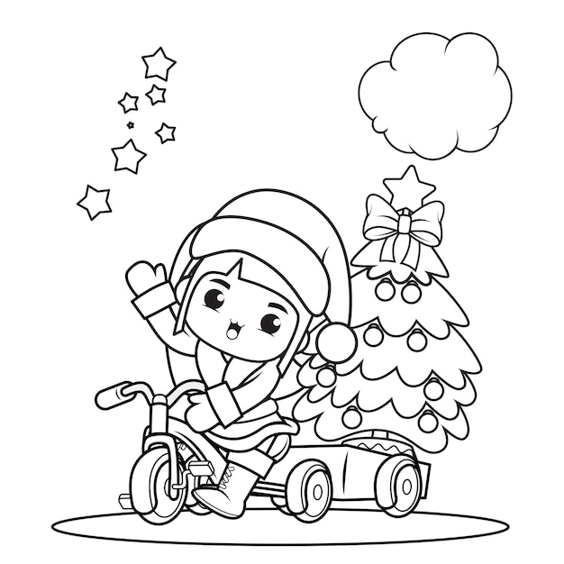 Christmas coloring book with cute girl35