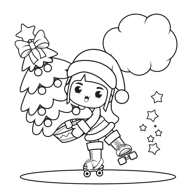 Christmas coloring book with cute girl39