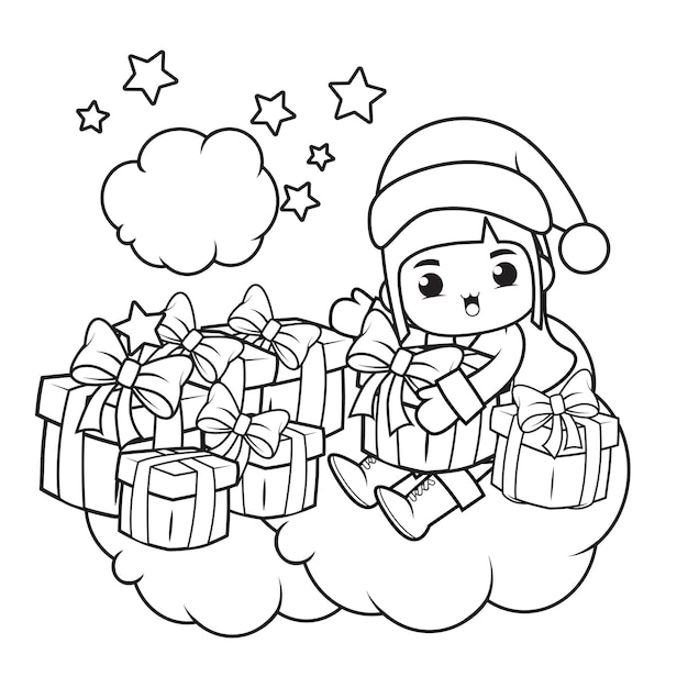 Christmas coloring book with cute girl9