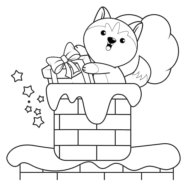 Christmas coloring book with cute husky16