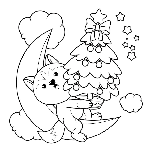 Christmas coloring book with cute husky22