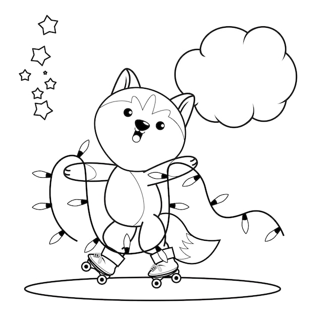 Christmas coloring book with cute husky41