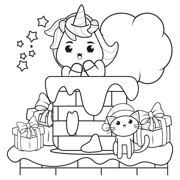 Christmas coloring book with cute unicorn19