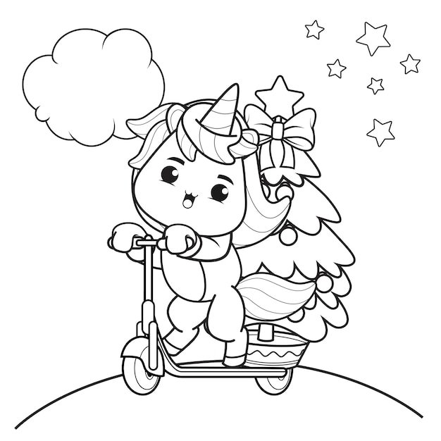 Christmas coloring book with cute unicorn31