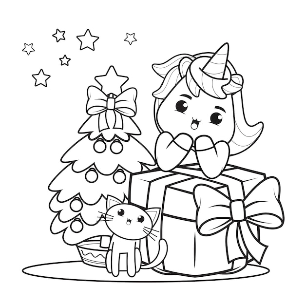 Christmas coloring book with cute unicorn5