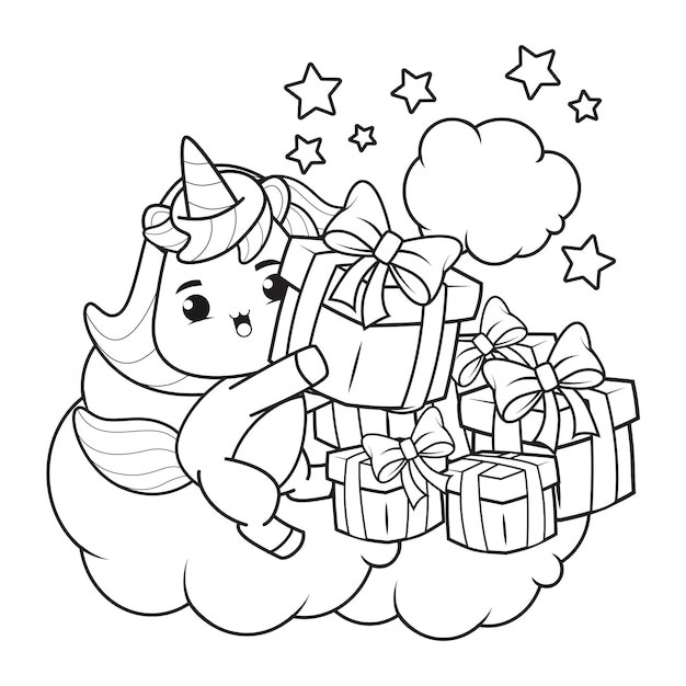 Christmas coloring book with cute unicorn9