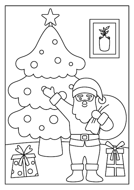 christmas coloring page printable illustration