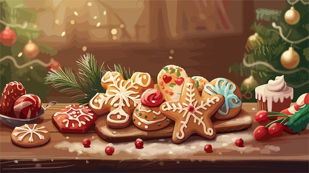 Christmas Cookies Composition on Table