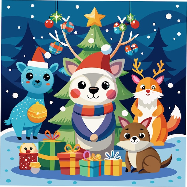 christmas cute animal logo