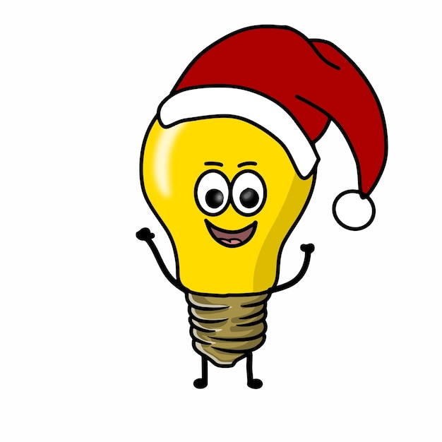 Christmas cute light bulb character vector template design illustration