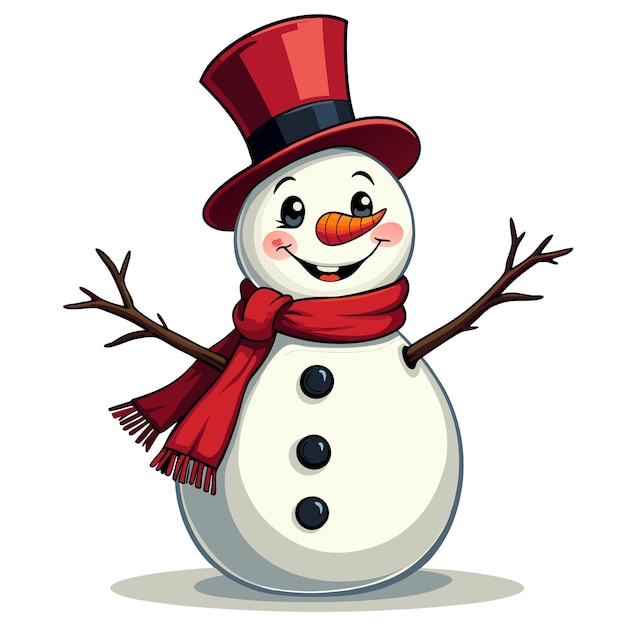 Christmas cute snowman vector illustration