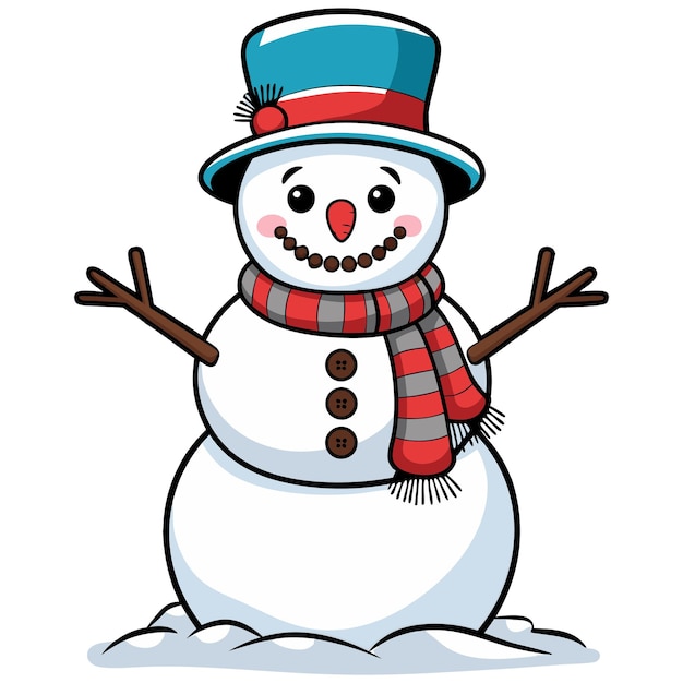 Christmas cute snowman vector illustration