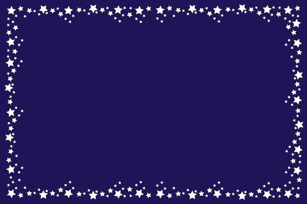 Christmas dark blue background with a frame of white small stars