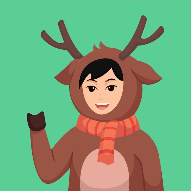 Christmas Day Costume Deer Character Design Illustration