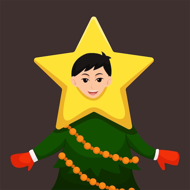 Christmas Day Fir Tree Costume Character Design Illustration