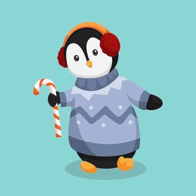 Christmas Day Penguin Character Design Illustration