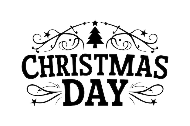 Christmas Day Typography TShirt Design isolated on a white background