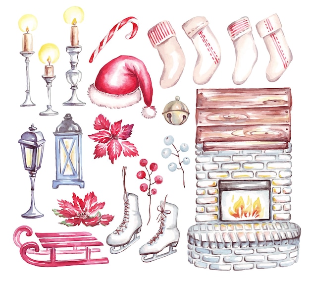 Christmas decor Watercolor clipart