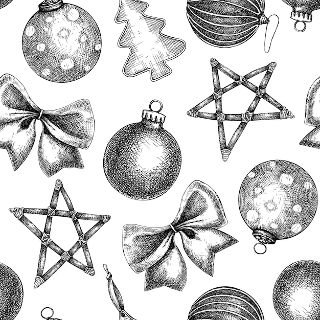 Christmas decoration elements seamless pattern Winter backdrop