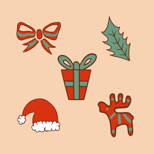 Christmas Decoration Item Collection Set Christmas Ornament Vector Illustration