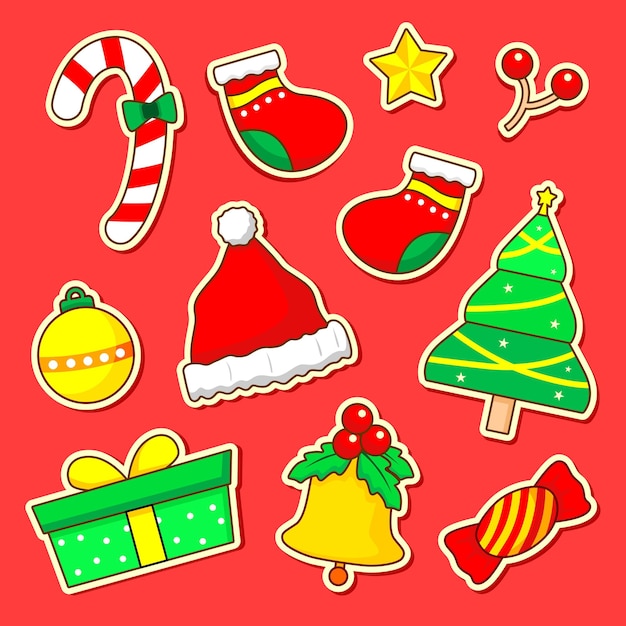 christmas decoration and item sticker set