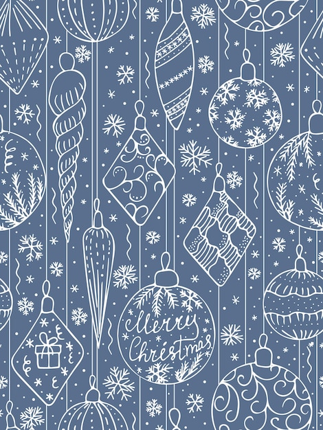 Christmas decoration on seamless pattern Vector illustration doodle