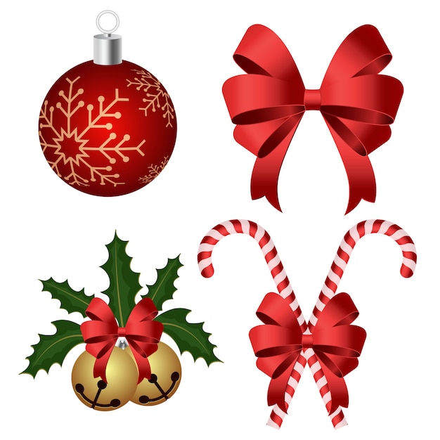 Christmas decoration set illustration isolated on white