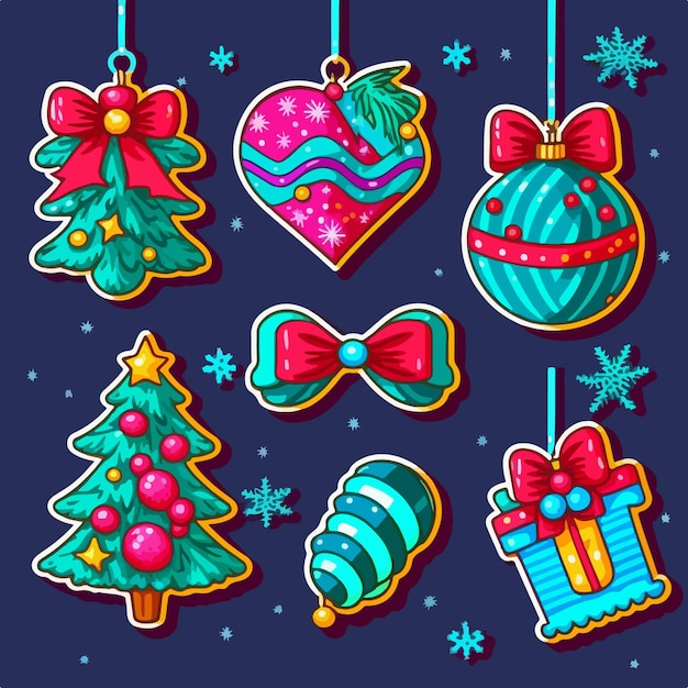 Christmas decoration sticker set xmas attribute printable sticker collection sheet Multicolor