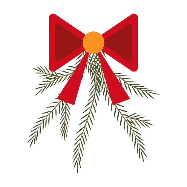 Christmas decoration with red bow and spruce branch