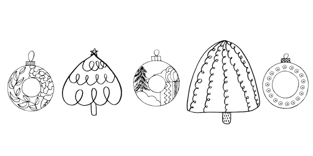 Christmas decorations Christmas balls isolated vector elements Christmas doodles