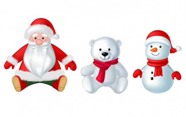 Christmas decorations toys isolated on white background illustration set