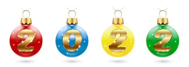 Christmas decorations with numbers 2022  balls   Happy New Year and Merry Christmas