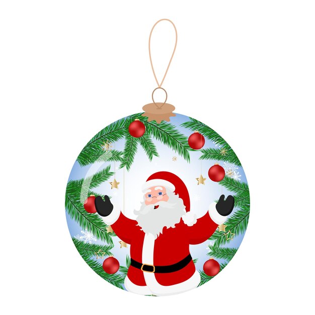 Christmas decorative ball with Santa Claus and tree