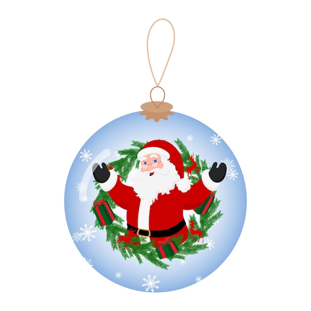 Christmas decorative ball with Santa Claus and wreath