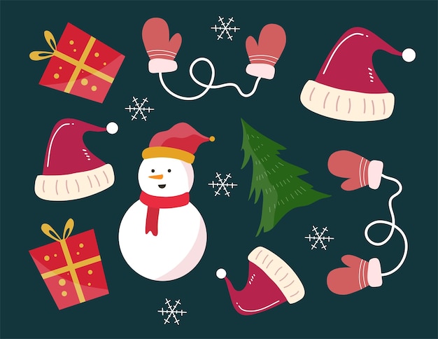 Christmas decorative set vector for merry christmas event