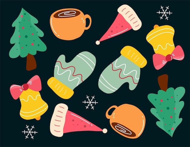 Christmas decorative set vector for merry christmas event