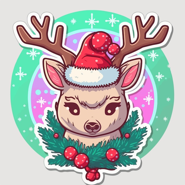 Christmas deer cartoon sticker xmas reindeer stickers collection Newyear holidays