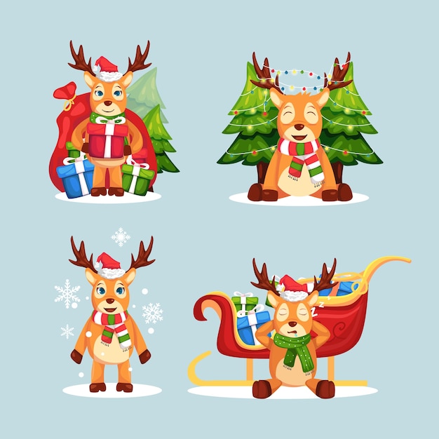 Christmas Deer Illustration Set