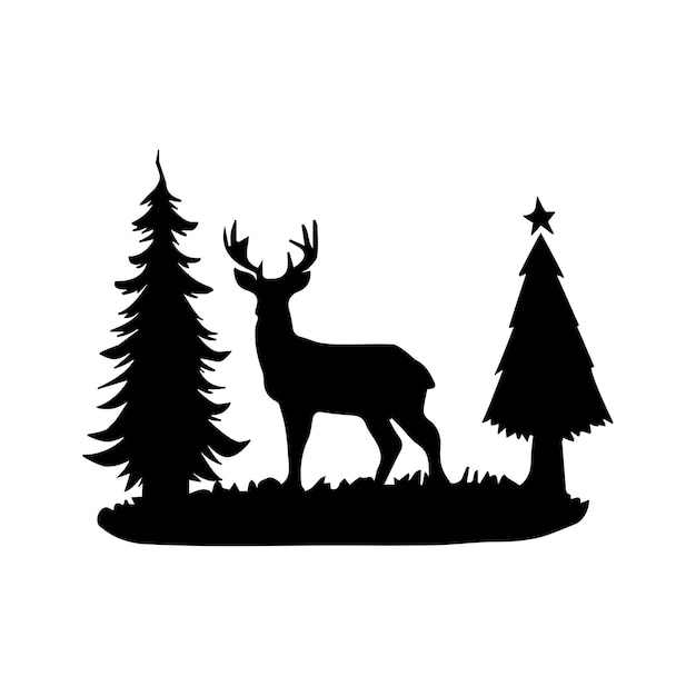 Christmas Deer Natural Illustration