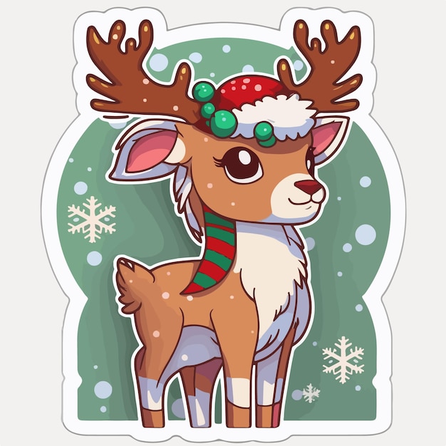 Christmas deer sticker xmas reindeer stickers with ornament Newyear holidays