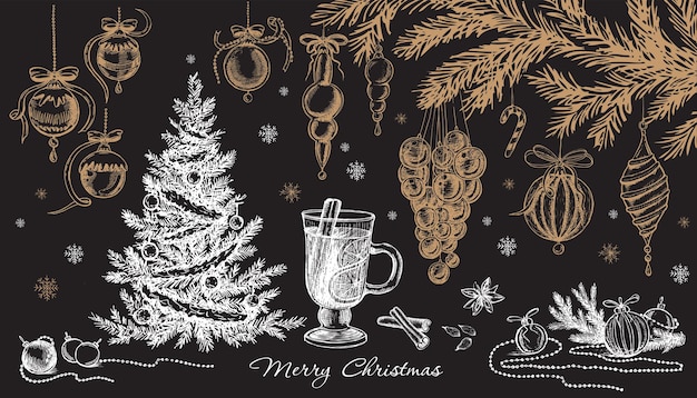 Christmas design element in doodle style. Hand drawn.