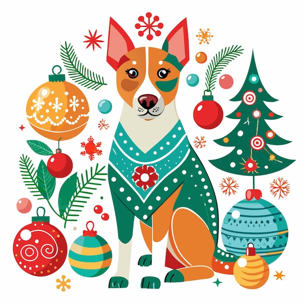 Vector christmas dog artwork for t shirt design