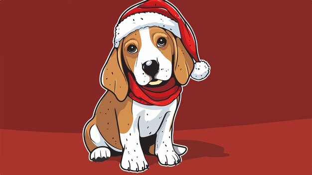 Vector christmas dog clipart isolated vector illustration