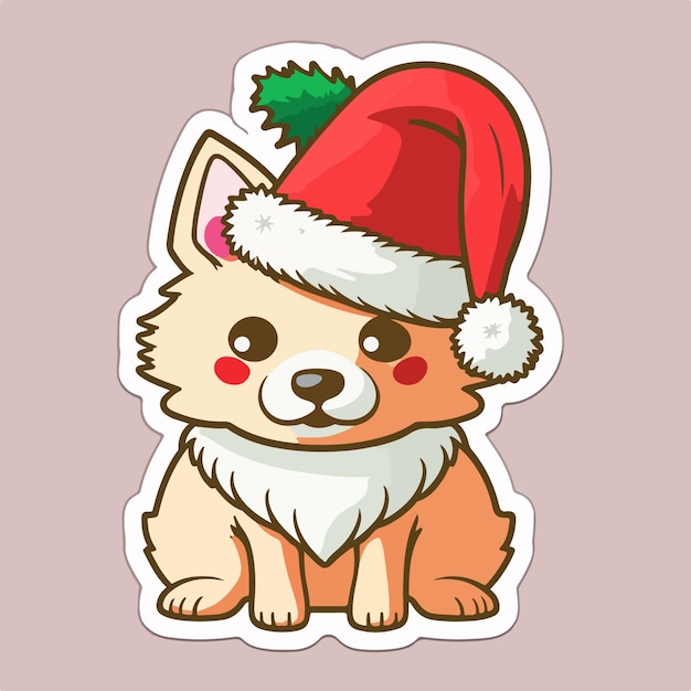 Christmas dog sticker xmas puppy stickers elements Winter holidays